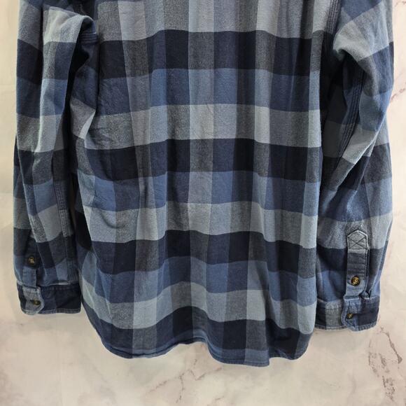Carhartt Shirt Mens Large Blue Flannel Long Sleeve Button Down Plaid Relaxed - Picture 7 of 12